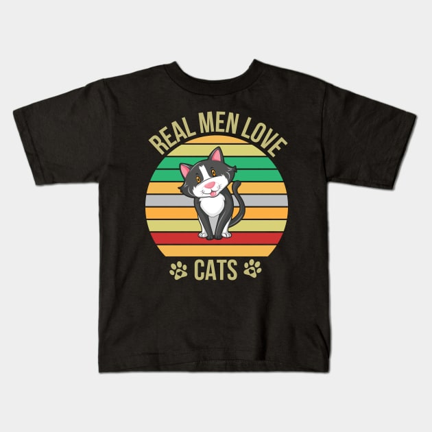 Real Men Love Cats Kids T-Shirt by creativeshirtdesigner